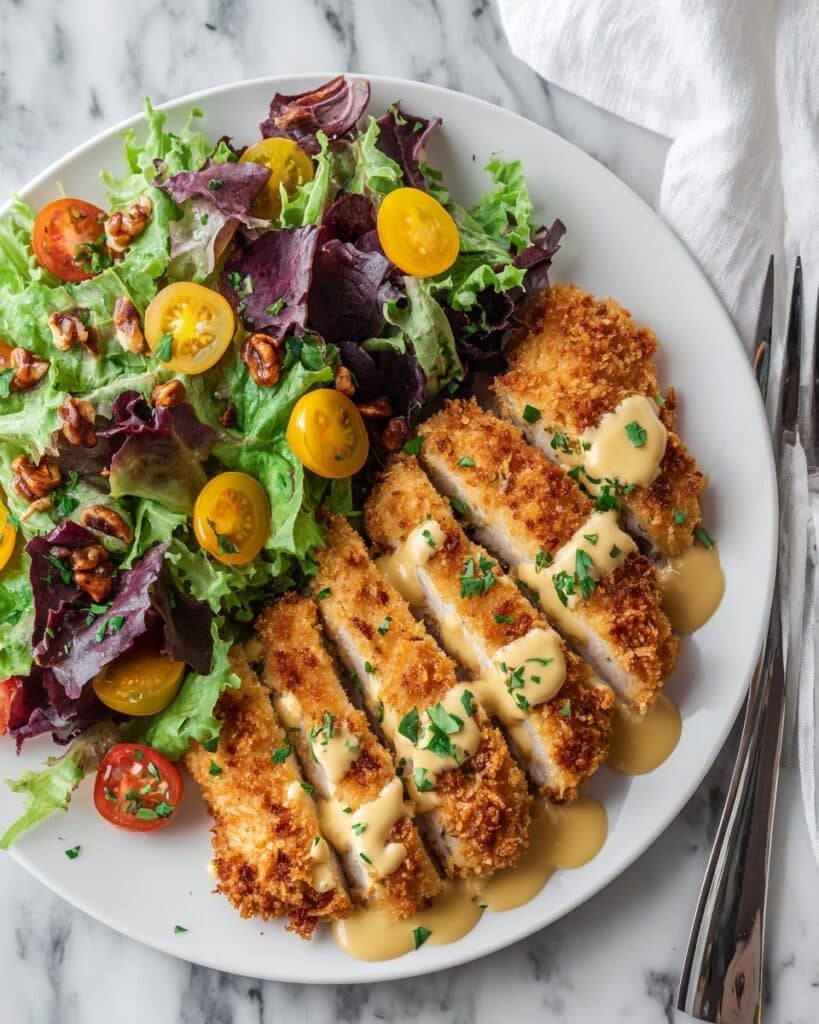Pretzel Crusted Chicken with Cheddar Mustard Sauce Recipe